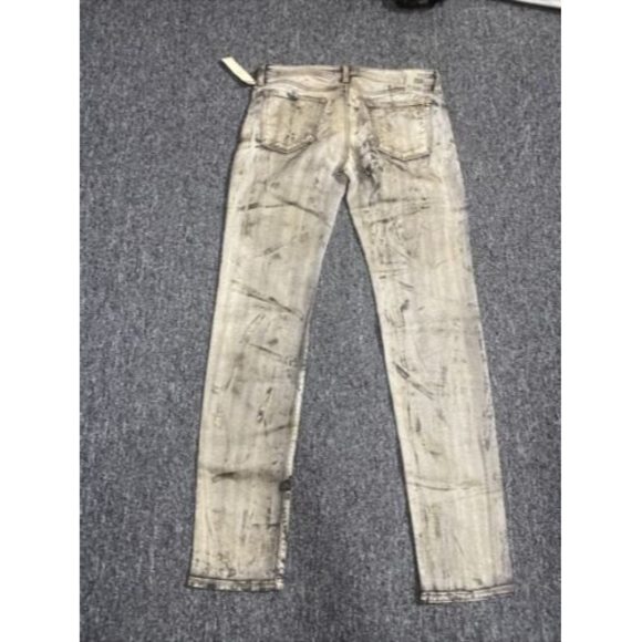 David Khan Women Jeans 31x33 Radioactive Brenda Skinny Ankle Denim Metallic Gold - Picture 7 of 8